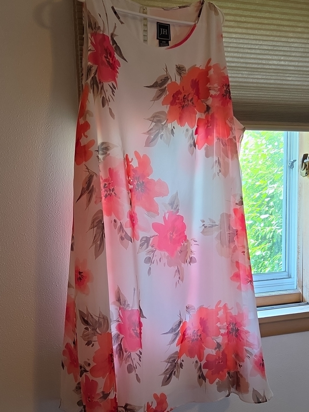 Floral Chiffon Dress in White, Pink and Orange